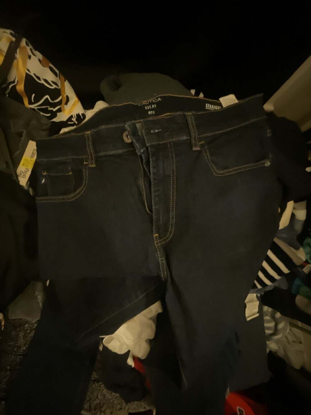 Nautica Straight Fit Stretch Dark Wash Denim Jeans Size 34x32